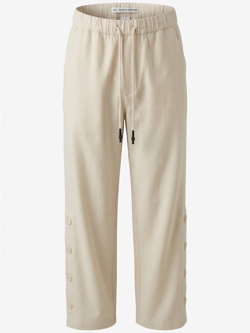Men's Casual Drawstring Button-Cuff Pants — Cream. Linen